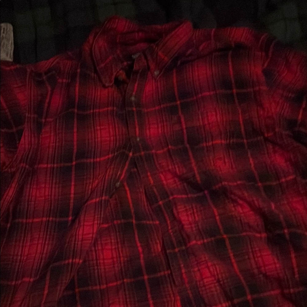 Red Plaid Button-Up Shirt